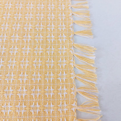 Table Cloth, Yellow/White Woven Fringed, 100% Cotton Table Cover, Size 60x84 Inch, Suitable for Formal Dining, Everyday Meals and Casual Occasions.