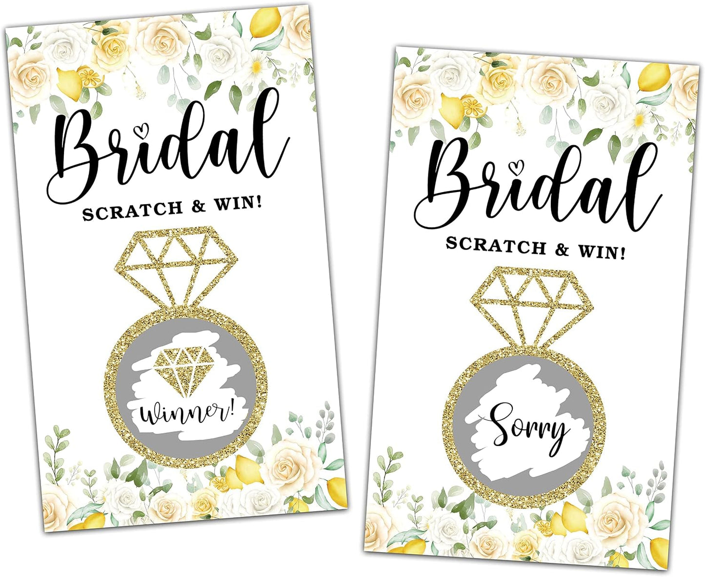 Bridal Shower Scratch off Game Cards, Yellow Floral Bridal Raffle Lottery Tickets, Scratch off Party Game for Wedding, Engagement/Bachelorette Party Favors Supplies Decorations (50 Pack)-19