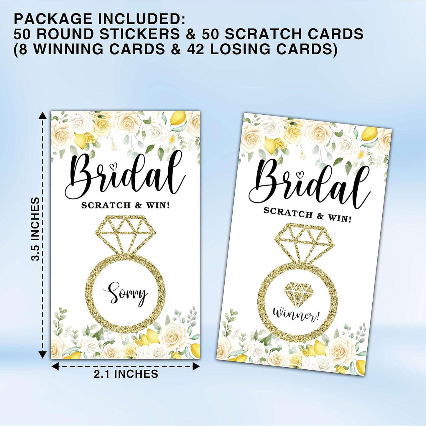 Bridal Shower Scratch off Game Cards, Yellow Floral Bridal Raffle Lottery Tickets, Scratch off Party Game for Wedding, Engagement/Bachelorette Party Favors Supplies Decorations (50 Pack)-19