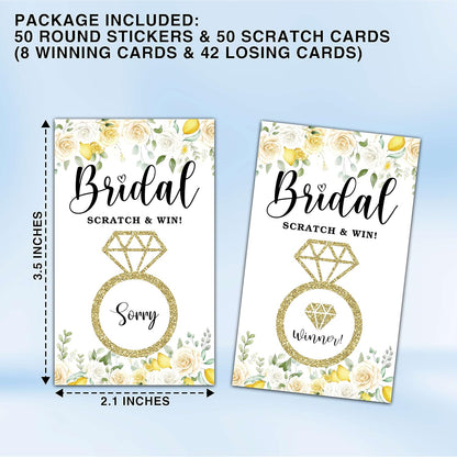 Bridal Shower Scratch off Game Cards, Yellow Floral Bridal Raffle Lottery Tickets, Scratch off Party Game for Wedding, Engagement/Bachelorette Party Favors Supplies Decorations (50 Pack)-19