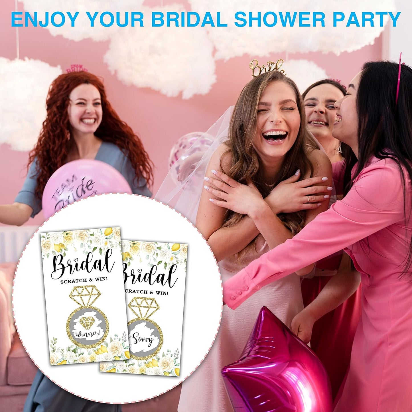 Bridal Shower Scratch off Game Cards, Yellow Floral Bridal Raffle Lottery Tickets, Scratch off Party Game for Wedding, Engagement/Bachelorette Party Favors Supplies Decorations (50 Pack)-19