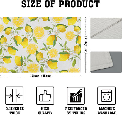 Lemon Placemats Set of 4 Spring Summer Cloth Place Mats Machine Washable Heat-Resistant Table Mats for Kitchen Home Decor Dining Table
