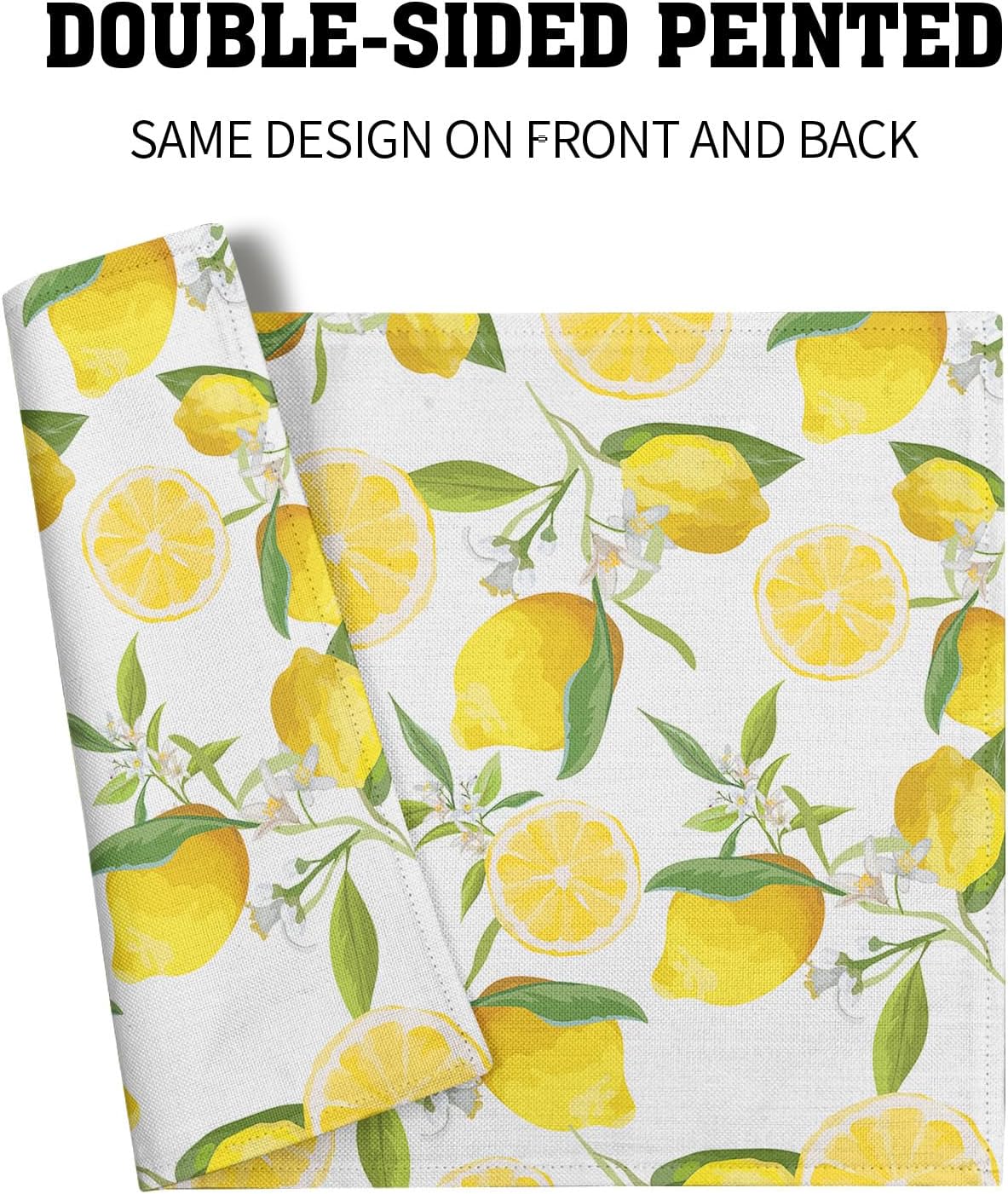 Lemon Placemats Set of 4 Spring Summer Cloth Place Mats Machine Washable Heat-Resistant Table Mats for Kitchen Home Decor Dining Table