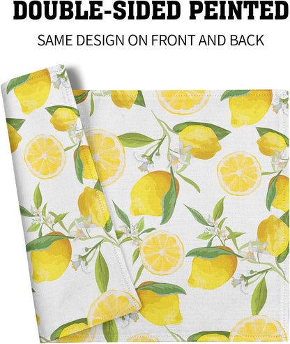 Lemon Placemats Set of 4 Spring Summer Cloth Place Mats Machine Washable Heat-Resistant Table Mats for Kitchen Home Decor Dining Table