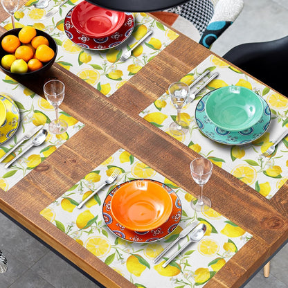 Lemon Placemats Set of 4 Spring Summer Cloth Place Mats Machine Washable Heat-Resistant Table Mats for Kitchen Home Decor Dining Table