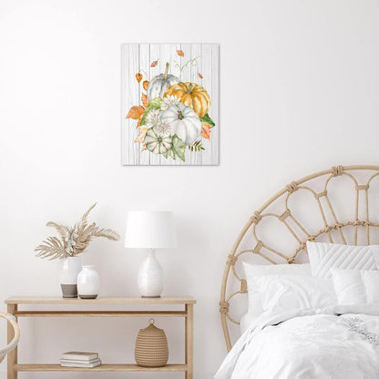 Farmhouse Yellow Floral Wall Art for Living Room, Country Wildflower and Leaf on Rustic Wood Canvas Wall Art Nature Botanical Flower Pictures for Bedroom Bathroom Wall Decor,16L X 12W inches