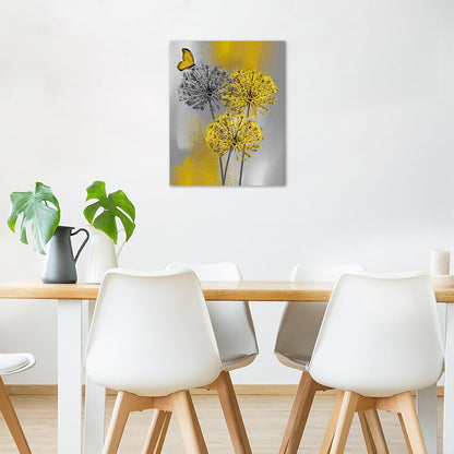 Farmhouse Yellow Floral Wall Art for Living Room, Country Wildflower and Leaf on Rustic Wood Canvas Wall Art Nature Botanical Flower Pictures for Bedroom Bathroom Wall Decor,16L X 12W inches