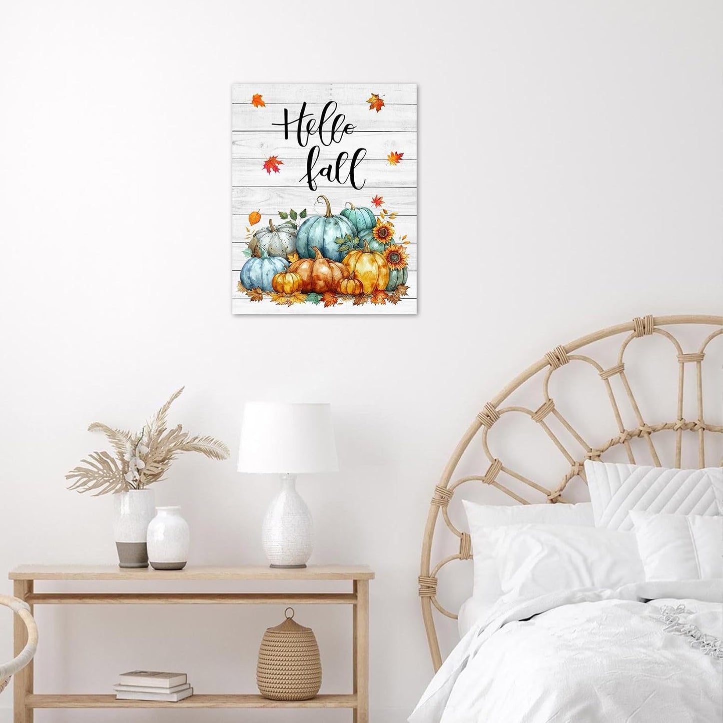 Farmhouse Yellow Floral Wall Art for Living Room, Country Wildflower and Leaf on Rustic Wood Canvas Wall Art Nature Botanical Flower Pictures for Bedroom Bathroom Wall Decor,16L X 12W inches