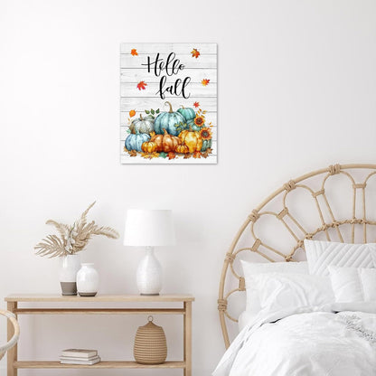 Farmhouse Yellow Floral Wall Art for Living Room, Country Wildflower and Leaf on Rustic Wood Canvas Wall Art Nature Botanical Flower Pictures for Bedroom Bathroom Wall Decor,16L X 12W inches