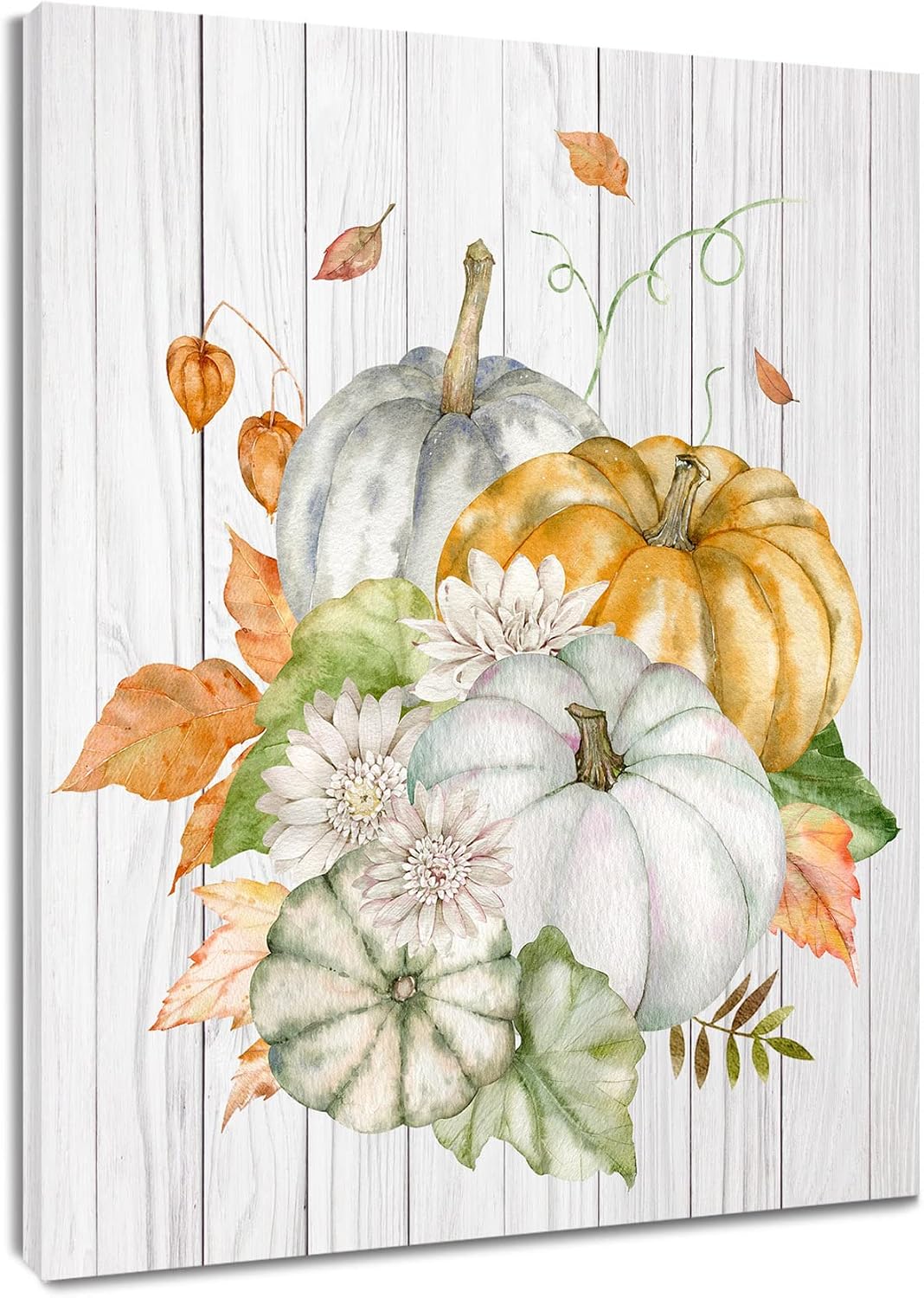 Farmhouse Yellow Floral Wall Art for Living Room, Country Wildflower and Leaf on Rustic Wood Canvas Wall Art Nature Botanical Flower Pictures for Bedroom Bathroom Wall Decor,16L X 12W inches