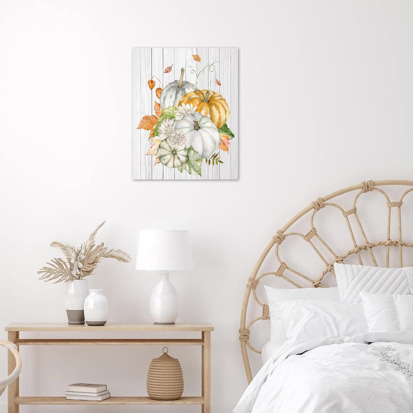 Farmhouse Yellow Floral Wall Art for Living Room, Country Wildflower and Leaf on Rustic Wood Canvas Wall Art Nature Botanical Flower Pictures for Bedroom Bathroom Wall Decor,16L X 12W inches