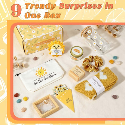 Sunshine Gifts for Women, Birthday Gift for Teen Girls, Teen Girl Gifts Trendy Stuff, Teenage Girl Gift Baskets, Cheer Up Set Feel Better Box for Women, Sister, Daughter, Her, Best Friend (Yellow)