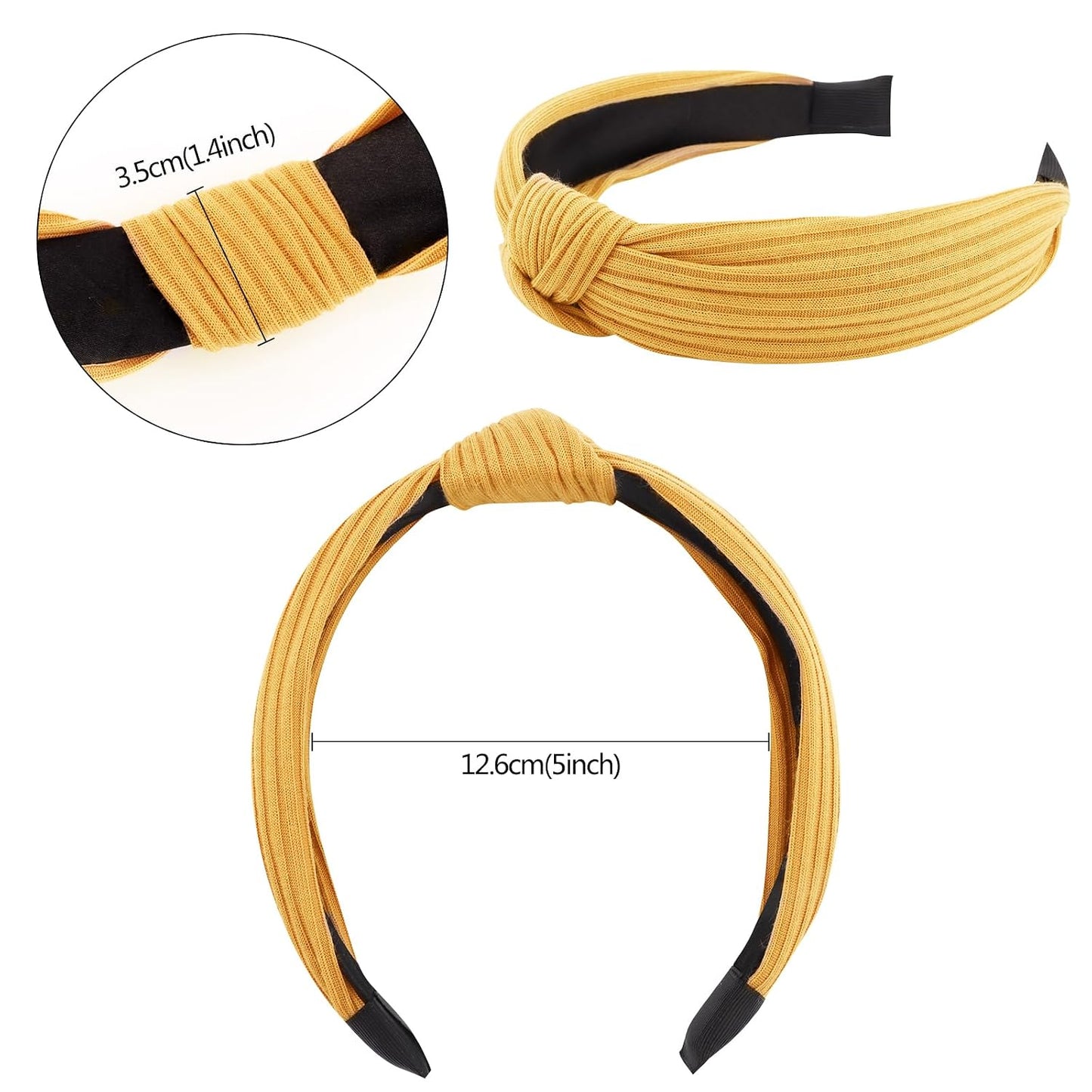 Headbands for Women 7 Pcs Different Yellow Fashion Knotted Solid Head Bands Pearl Headband Non Slip Hair Band for Womens Gilrs Thin Thick Short Hair Face Wash Hair Accessories