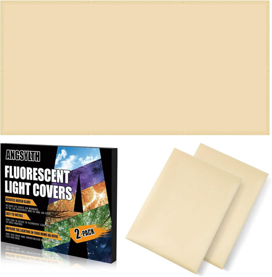 2 Pcs Fluorescent Light Covers - 4 x 2 Feet Covers for Ceiling Lights, Magnetic Light Filters for Classroom, Office, Hospitals, Home (Warm Yellow)