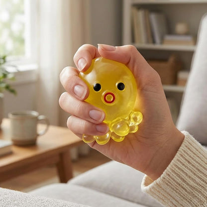 Octopus Squishies, Squishies Octopus, Octopu Stress Ball with Soft Texture, Fidget Tool for Stress Relief and Focus Enhancement, for Office, Travel and Daily Life (Yellow)