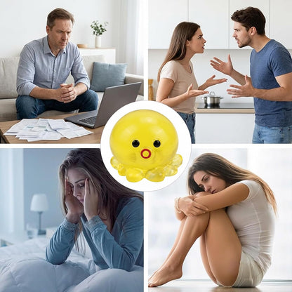 Octopus Squishies, Squishies Octopus, Octopu Stress Ball with Soft Texture, Fidget Tool for Stress Relief and Focus Enhancement, for Office, Travel and Daily Life (Yellow)