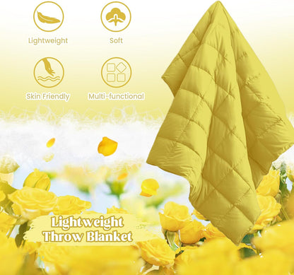 ® Soft Feather Down Throw Blanket Lightweight Packable Couch Throw for Indoor and Outdoor Use, 50"X70", Yellow