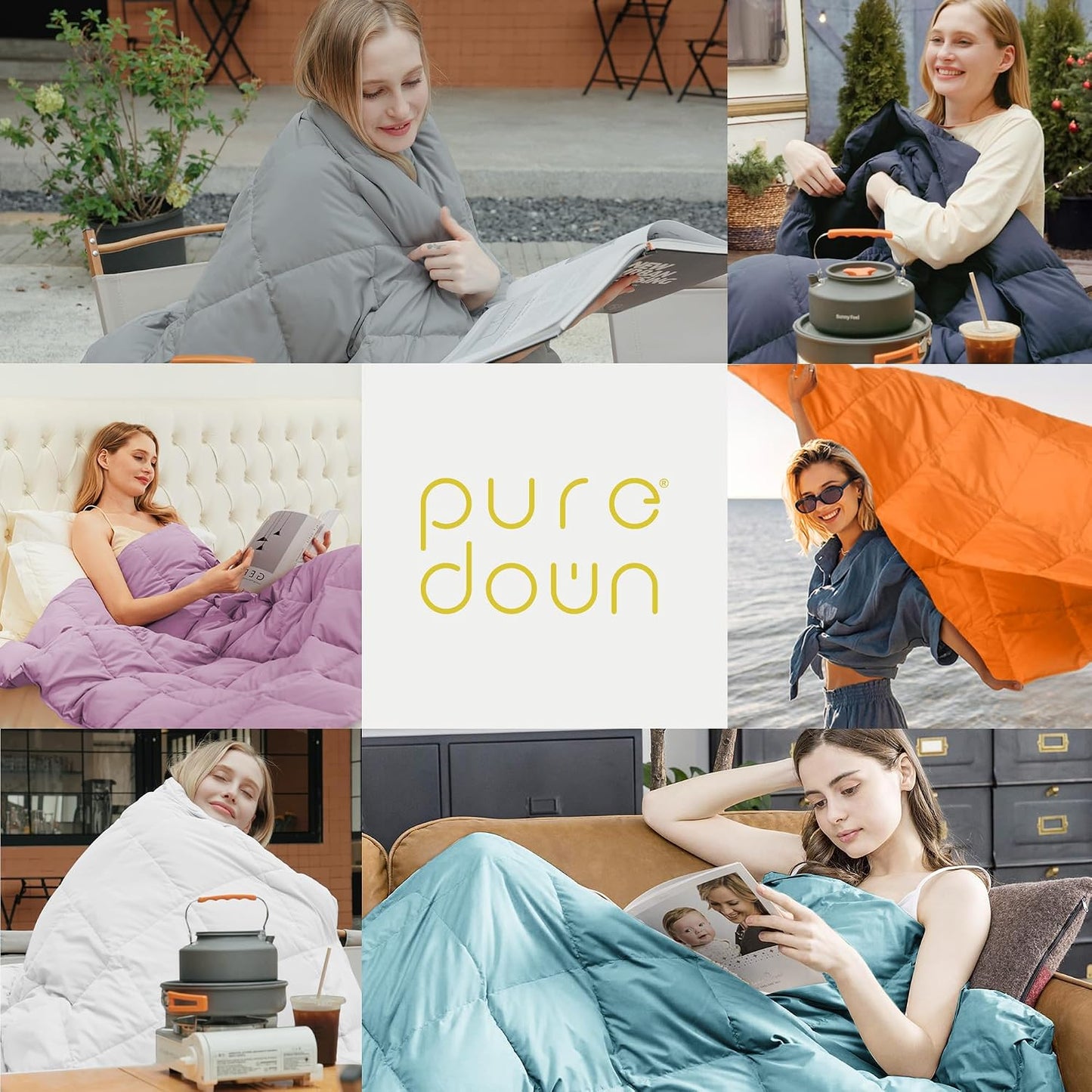® Soft Feather Down Throw Blanket Lightweight Packable Couch Throw for Indoor and Outdoor Use, 50"X70", Yellow