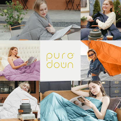 ® Soft Feather Down Throw Blanket Lightweight Packable Couch Throw for Indoor and Outdoor Use, 50"X70", Yellow
