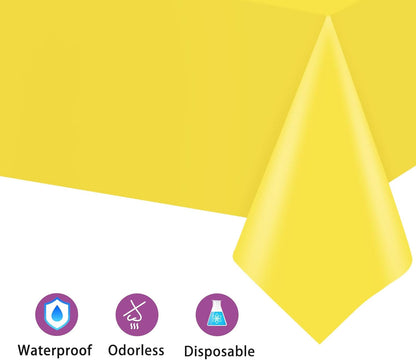 2PCS Yellow Plastic Tablecloths 54 x 108 Inch, Disposable Table Cloths Rectangle Party Table Covers