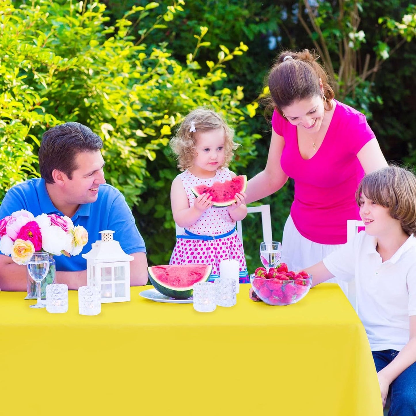 2PCS Yellow Plastic Tablecloths 54 x 108 Inch, Disposable Table Cloths Rectangle Party Table Covers