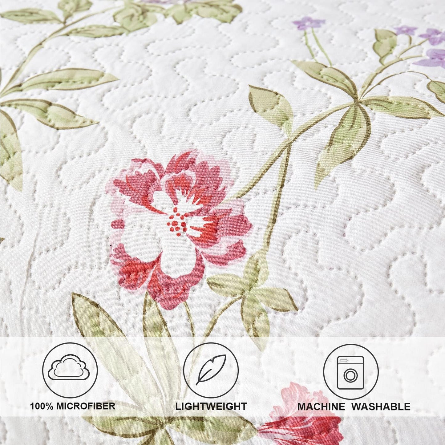 Twin Daybed Cover Floral Daybed Comforter Set 3 Piece Reversible Cozy Day Bed Cover Double Sided Quilting Bedding Flower DayBed Bedding All Season for Twin Bed with 2 Standard Shams,39"x75"