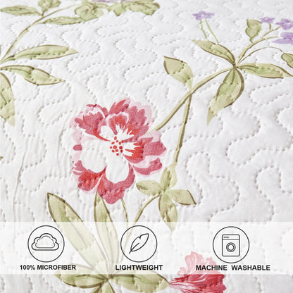 Twin Daybed Cover Floral Daybed Comforter Set 3 Piece Reversible Cozy Day Bed Cover Double Sided Quilting Bedding Flower DayBed Bedding All Season for Twin Bed with 2 Standard Shams,39"x75"