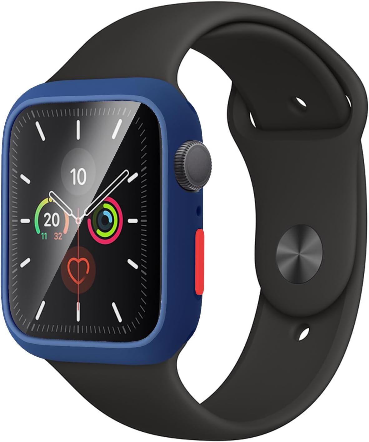 Case Compatible with Apple Watch 7/8/9 41MM with Tempered Glass Screen Protector, Full Coverage Bumper Cover for iWatch Smartwatch Accessories Dark Blue + Yellow
