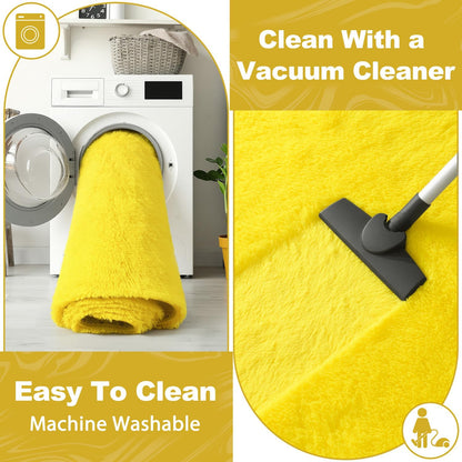 EVOIONOS Ultra Soft Area Rug for Bedroom, 4x6 Machine Washable Fluffy Shag Rug for Living Room, Plush Non Slip Carpet Indoor Floor Bedside Nursery Kids Girls Room Dorm, Home Decor Aesthetic, Yellow