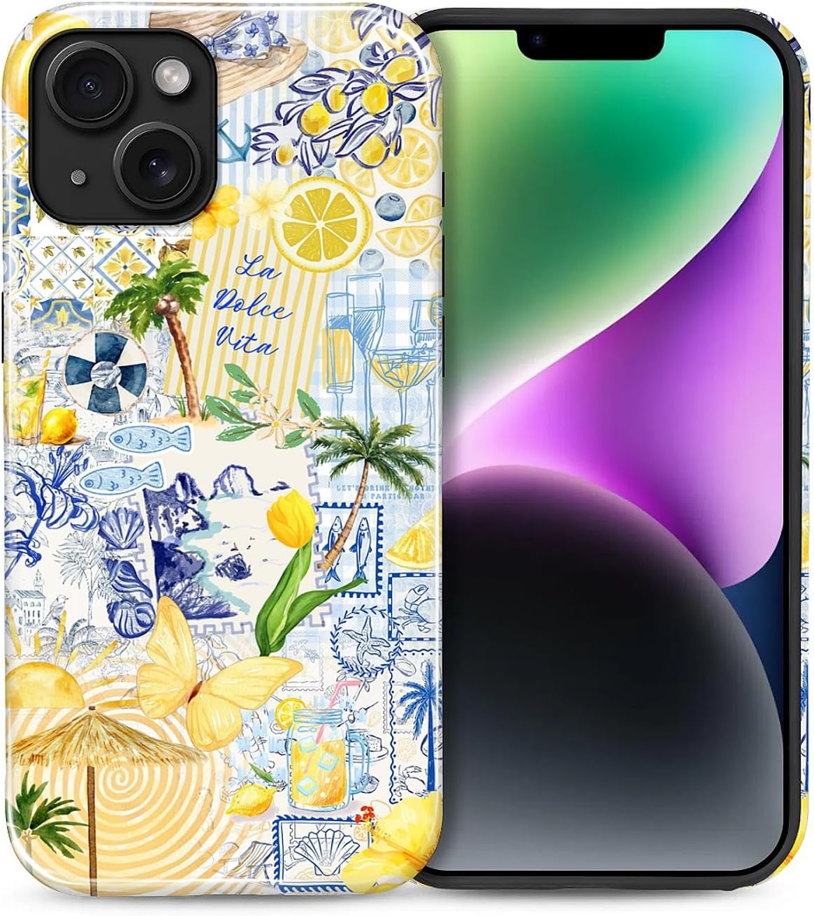 Case Designed for iPhone 17, Hybrid 2-Layer Case, Military-Grade Protection Durable Shockproof Anti-Scratch Phone Case, Lemon Summer Collage