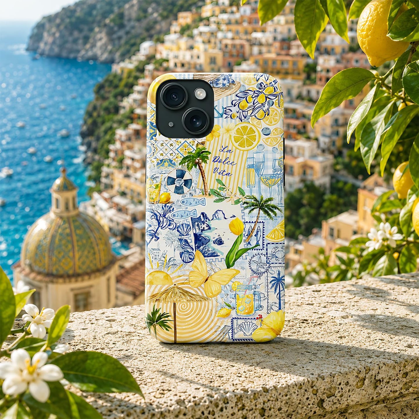 Case Designed for iPhone 17, Hybrid 2-Layer Case, Military-Grade Protection Durable Shockproof Anti-Scratch Phone Case, Lemon Summer Collage