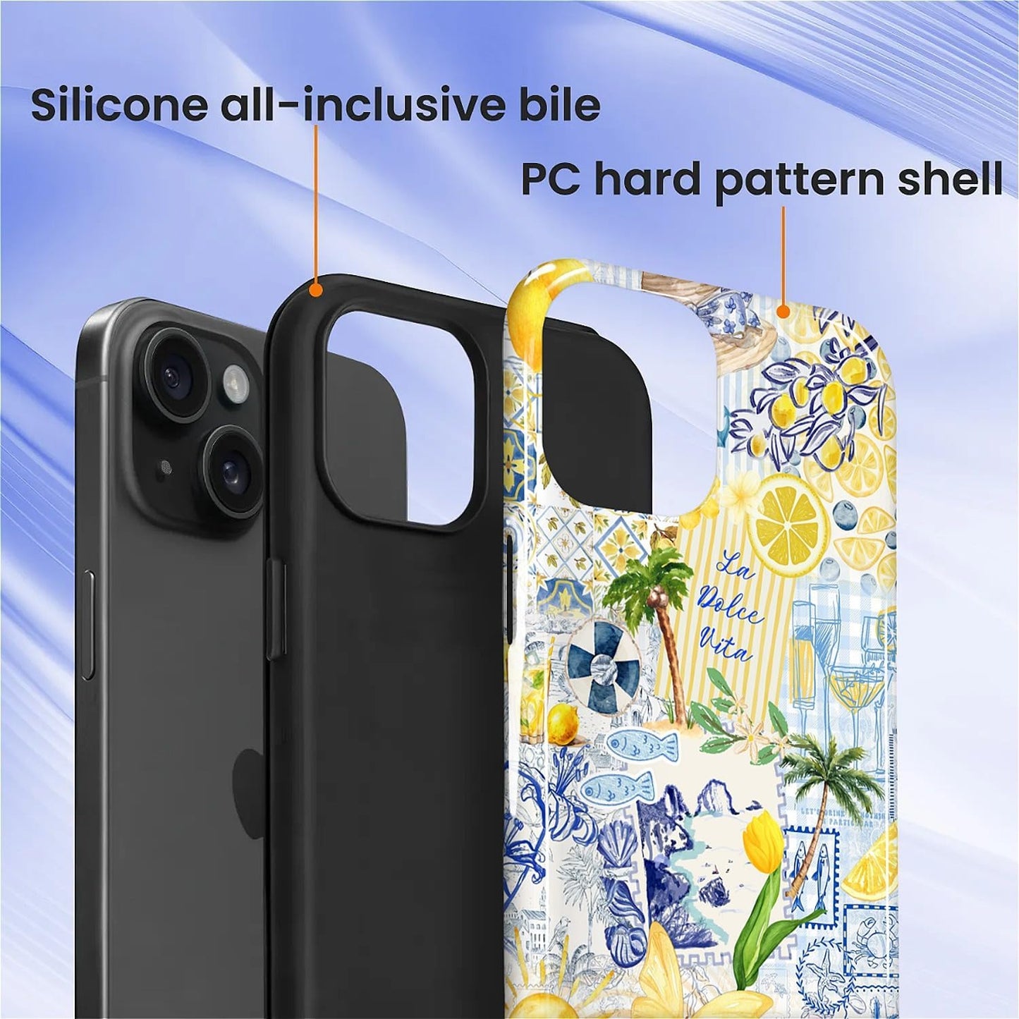Case Designed for iPhone 17, Hybrid 2-Layer Case, Military-Grade Protection Durable Shockproof Anti-Scratch Phone Case, Lemon Summer Collage