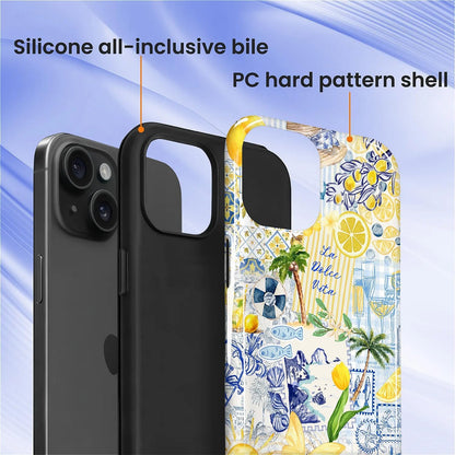 Case Designed for iPhone 17, Hybrid 2-Layer Case, Military-Grade Protection Durable Shockproof Anti-Scratch Phone Case, Lemon Summer Collage