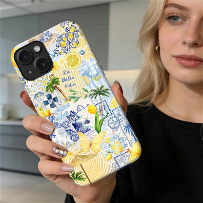 Case Designed for iPhone 17, Hybrid 2-Layer Case, Military-Grade Protection Durable Shockproof Anti-Scratch Phone Case, Lemon Summer Collage