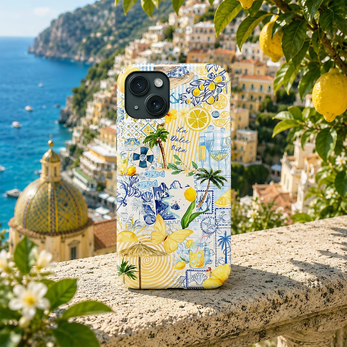 Case Designed for iPhone 17, Hybrid 2-Layer Case, Military-Grade Protection Durable Shockproof Anti-Scratch Phone Case, Lemon Summer Collage