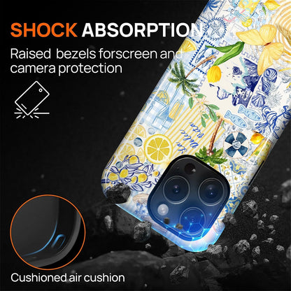 Case Designed for iPhone 17, Hybrid 2-Layer Case, Military-Grade Protection Durable Shockproof Anti-Scratch Phone Case, Lemon Summer Collage