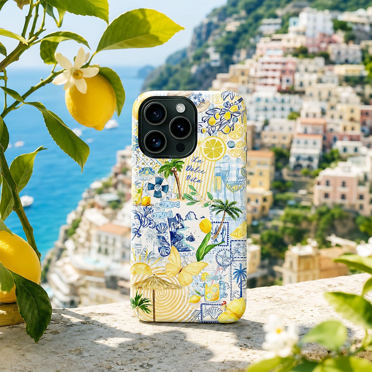 Case Designed for iPhone 17, Hybrid 2-Layer Case, Military-Grade Protection Durable Shockproof Anti-Scratch Phone Case, Lemon Summer Collage