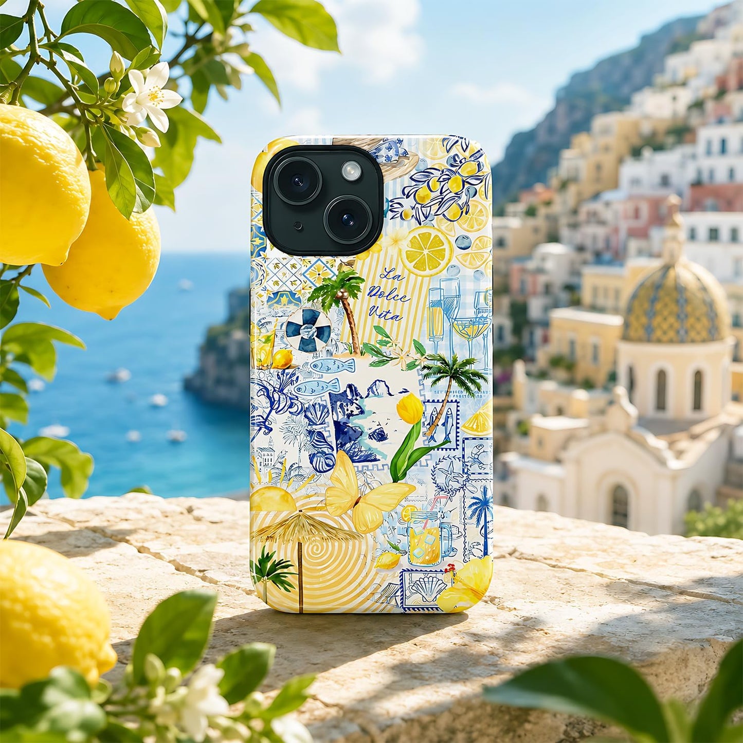 Case Designed for iPhone 17, Hybrid 2-Layer Case, Military-Grade Protection Durable Shockproof Anti-Scratch Phone Case, Lemon Summer Collage