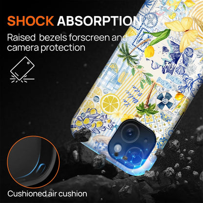 Case Designed for iPhone 17, Hybrid 2-Layer Case, Military-Grade Protection Durable Shockproof Anti-Scratch Phone Case, Lemon Summer Collage