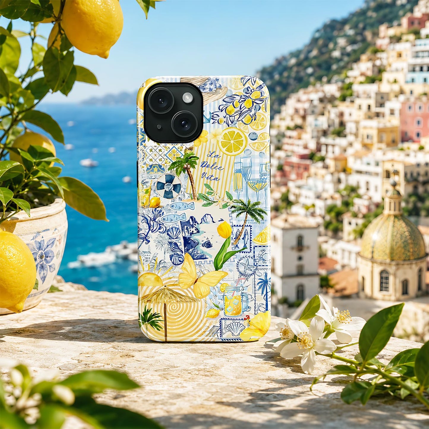 Case Designed for iPhone 17, Hybrid 2-Layer Case, Military-Grade Protection Durable Shockproof Anti-Scratch Phone Case, Lemon Summer Collage