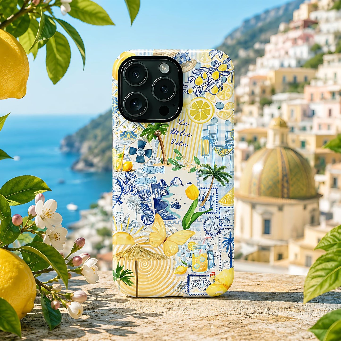 Case Designed for iPhone 17, Hybrid 2-Layer Case, Military-Grade Protection Durable Shockproof Anti-Scratch Phone Case, Lemon Summer Collage