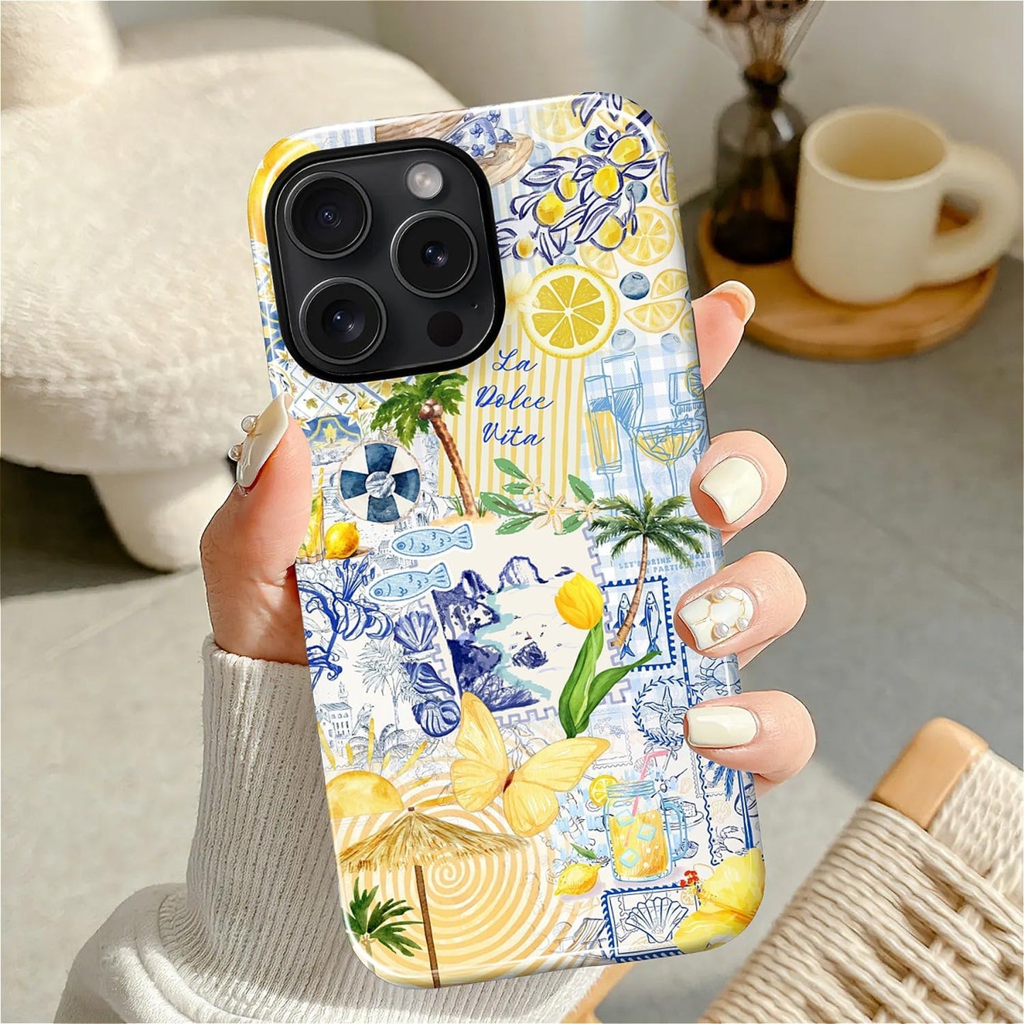 Case Designed for iPhone 17, Hybrid 2-Layer Case, Military-Grade Protection Durable Shockproof Anti-Scratch Phone Case, Lemon Summer Collage