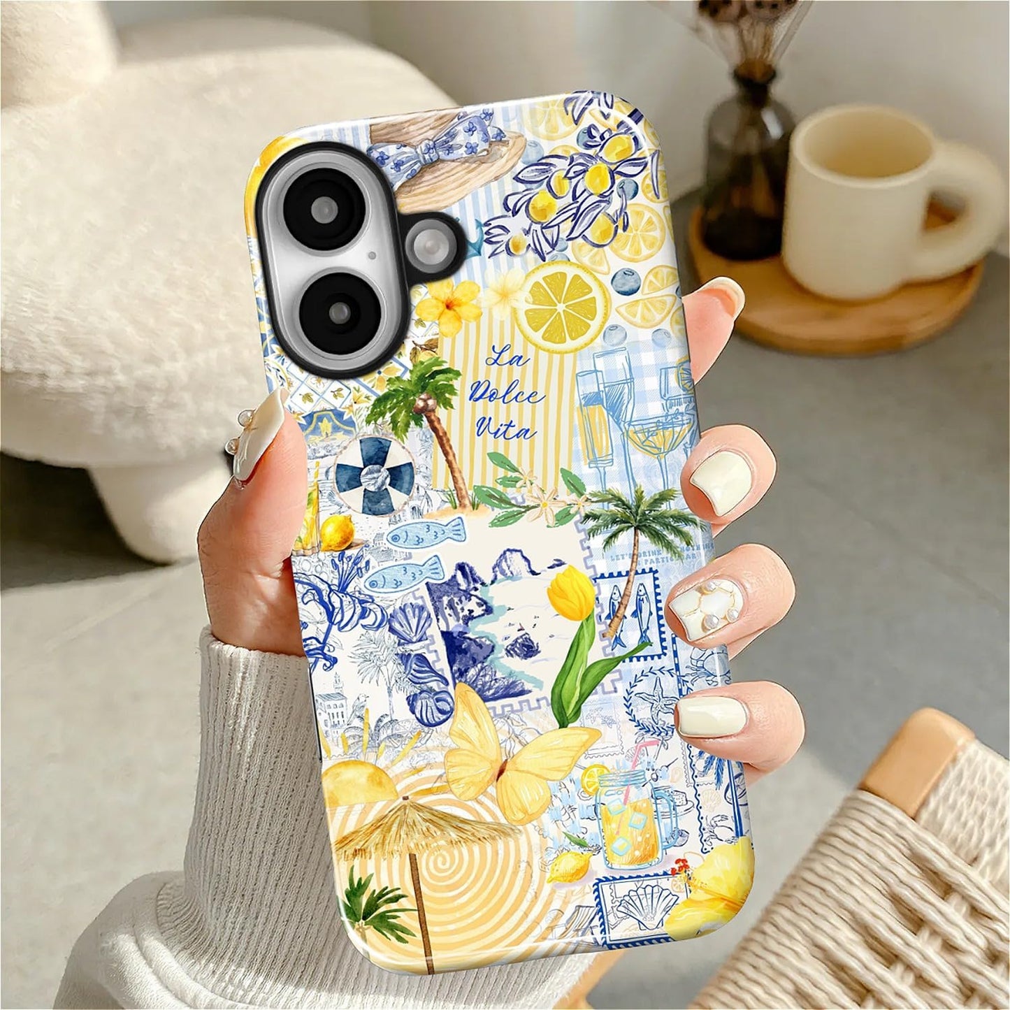 Case Designed for iPhone 17, Hybrid 2-Layer Case, Military-Grade Protection Durable Shockproof Anti-Scratch Phone Case, Lemon Summer Collage