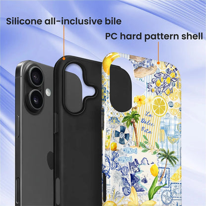 Case Designed for iPhone 17, Hybrid 2-Layer Case, Military-Grade Protection Durable Shockproof Anti-Scratch Phone Case, Lemon Summer Collage