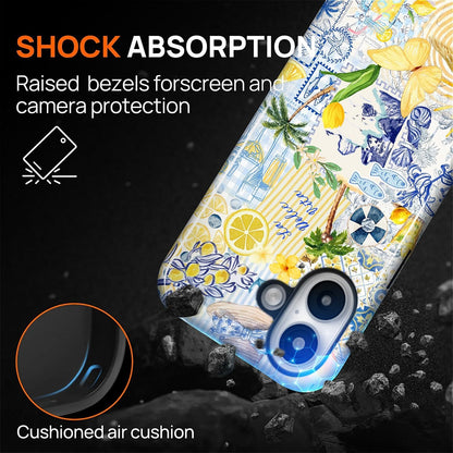 Case Designed for iPhone 17, Hybrid 2-Layer Case, Military-Grade Protection Durable Shockproof Anti-Scratch Phone Case, Lemon Summer Collage
