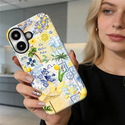Case Designed for iPhone 17, Hybrid 2-Layer Case, Military-Grade Protection Durable Shockproof Anti-Scratch Phone Case, Lemon Summer Collage