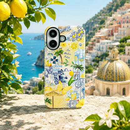 Case Designed for iPhone 17, Hybrid 2-Layer Case, Military-Grade Protection Durable Shockproof Anti-Scratch Phone Case, Lemon Summer Collage