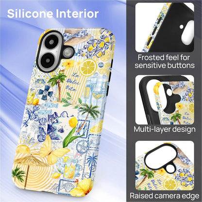 Case Designed for iPhone 17, Hybrid 2-Layer Case, Military-Grade Protection Durable Shockproof Anti-Scratch Phone Case, Lemon Summer Collage