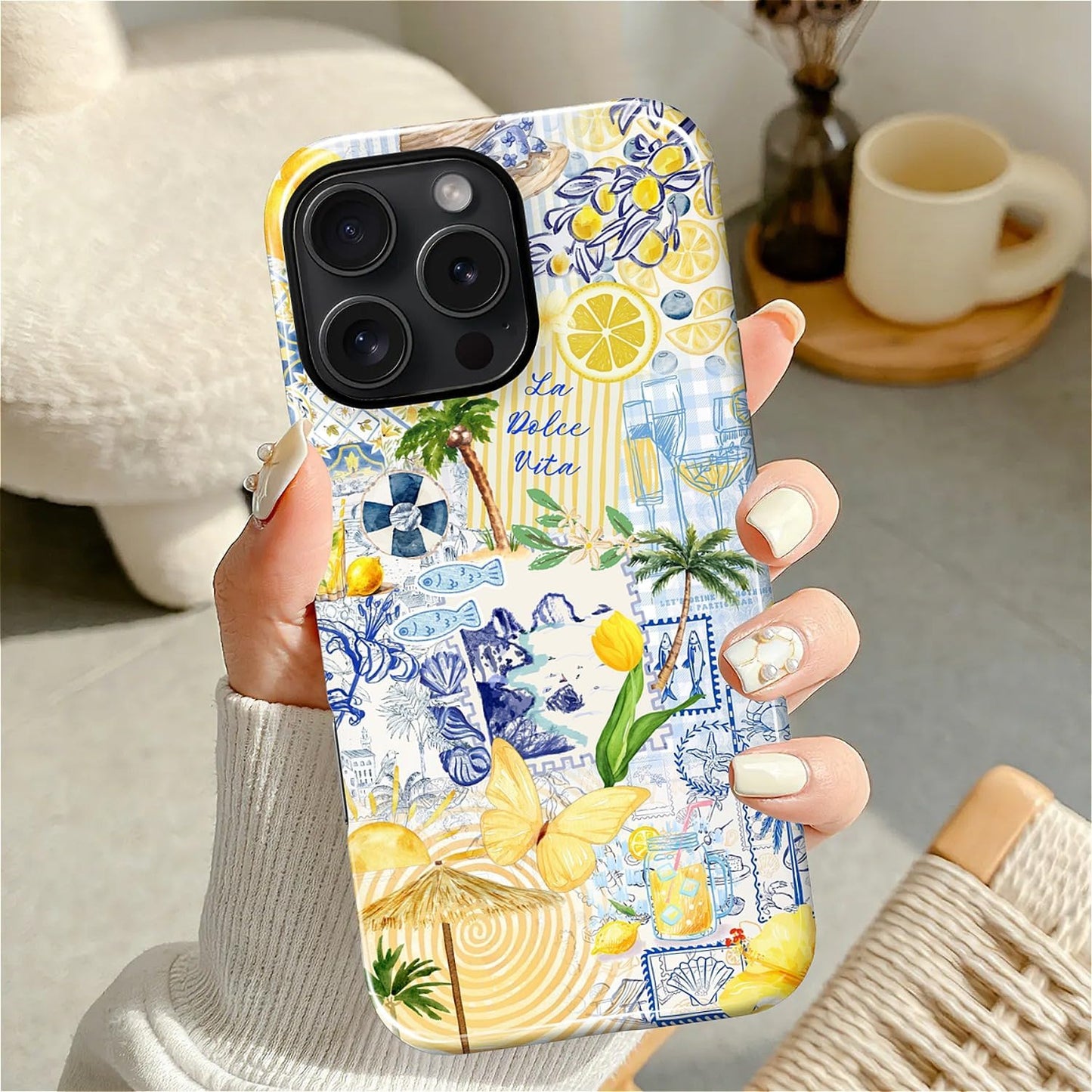 Case Designed for iPhone 17, Hybrid 2-Layer Case, Military-Grade Protection Durable Shockproof Anti-Scratch Phone Case, Lemon Summer Collage