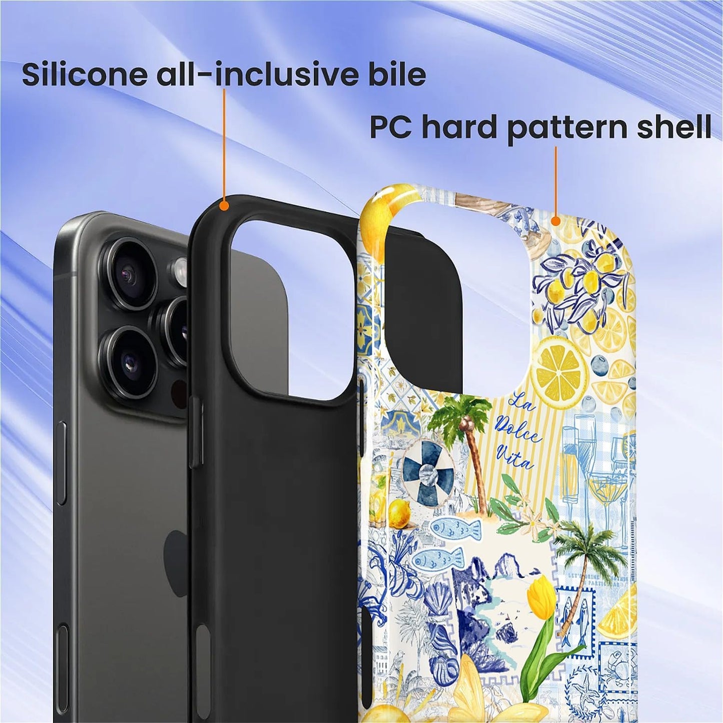 Case Designed for iPhone 17, Hybrid 2-Layer Case, Military-Grade Protection Durable Shockproof Anti-Scratch Phone Case, Lemon Summer Collage